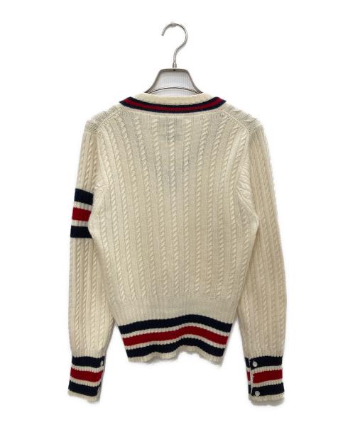 Thom Browne（トムブラウン）Thom Browne (トムブラウン) Vネックカシミヤニット アイボリー サイズ:Sの古着・服飾アイテム