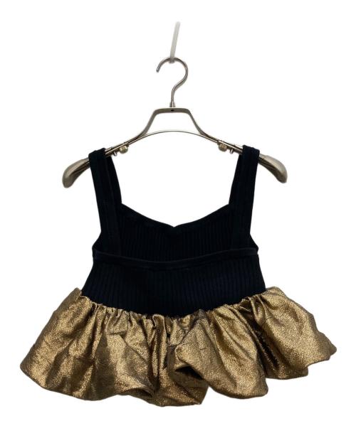 OMMO（オーエムエムオー）OMMO (オーエムエムオー) METALLIC BALLOON KT BUSTIER フリルビスチェ/メタリック バルーン ニット ビスチェ フリルビスチェ ブラック×ゴールド サイズ:free 未使用品の古着・服飾アイテム