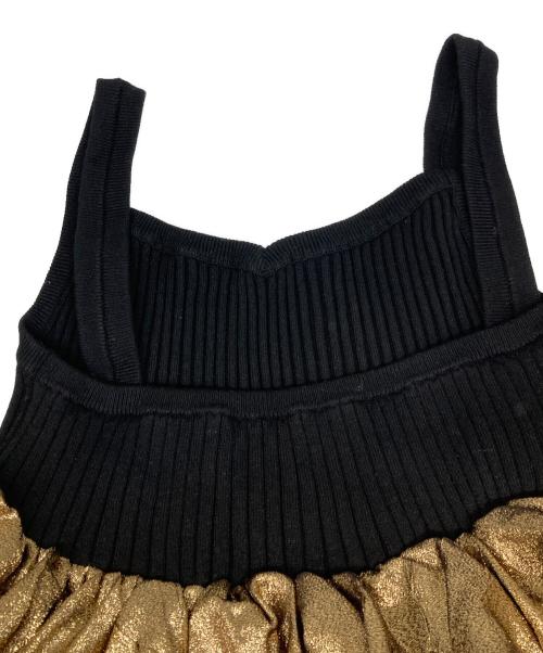 OMMO（オーエムエムオー）OMMO (オーエムエムオー) METALLIC BALLOON KT BUSTIER フリルビスチェ/メタリック バルーン ニット ビスチェ フリルビスチェ ブラック×ゴールド サイズ:free 未使用品の古着・服飾アイテム