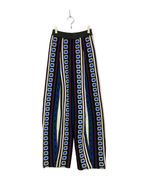 OMMO（オーエムエムオー）OMMO (オーエムエムオー) FLASK PATTERN JACQUARD KNIT PT/フラッシュ パターン ジャガード ニット PT カーキ×マルチカラー サイズ:36の古着・服飾アイテム