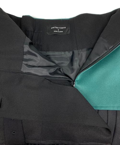 UNITED TOKYO（ユナイテッドトーキョー）UNITED TOKYO (ユナイテッドトーキョー) ドームコルセットプリーツスカート ブラック×グリーン サイズ:34の古着・服飾アイテム