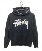 stussyステューシー）の古着「プリントパーカー」｜ブラック