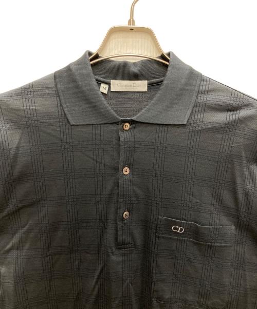 Christian Dior（クリスチャン ディオール）Christian Dior (クリスチャン ディオール) 刺繍ロゴポロシャツ ネイビー サイズ:Mの古着・服飾アイテム