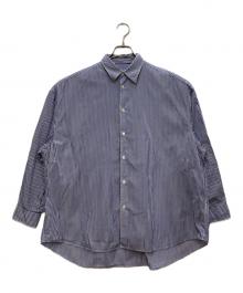 Graphpaper（グラフペーパー）の古着「コットンブロード ストライプ ロングスリーブ オーバーサイズ レギュラーカラー シャツ」｜ネイビー