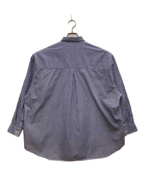 Graphpaper（グラフペーパー）Graphpaper (グラフペーパー) コットンブロード ストライプ ロングスリーブ オーバーサイズ レギュラーカラー シャツ ネイビー サイズ:freeの古着・服飾アイテム