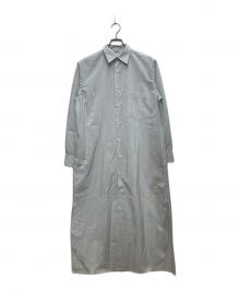 AURALEE（オーラリー）の古着「FINX POLYESTER STRIPE SHIRT ONE-PIECE/フィンクスポリエステルストライプシャツワンピース」｜ブルー