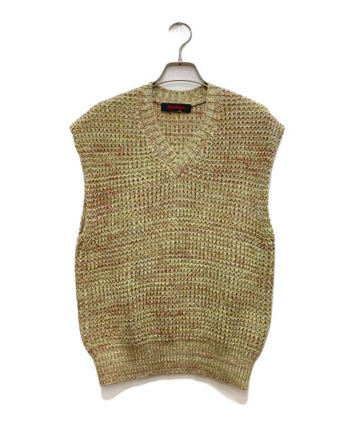 CABAN（キャバン）CABaN (キャバン) コットンカシミヤワッフルMIX Vネックベスト 黄緑 サイズ:Ｓの古着・服飾アイテム