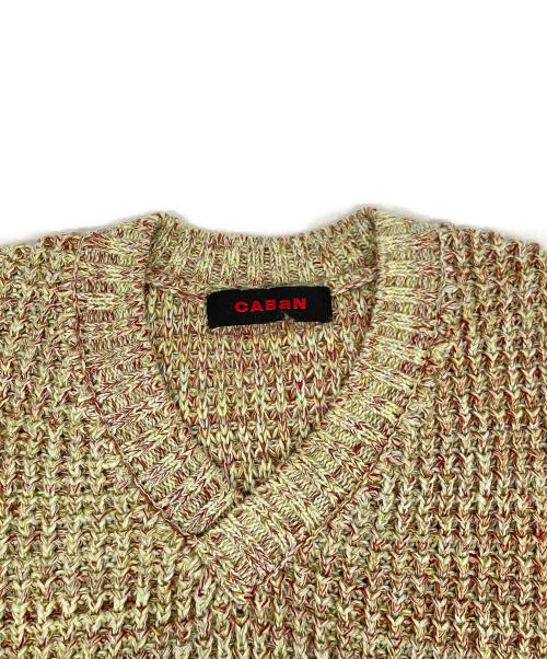 CABAN（キャバン）CABaN (キャバン) コットンカシミヤワッフルMIX Vネックベスト 黄緑 サイズ:Ｓの古着・服飾アイテム