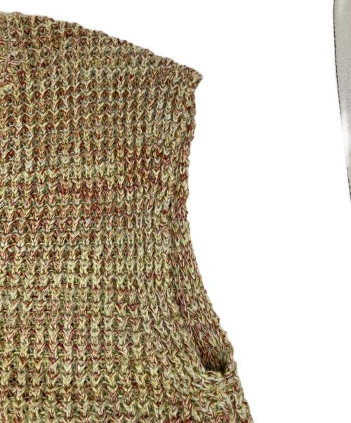 CABAN（キャバン）CABaN (キャバン) コットンカシミヤワッフルMIX Vネックベスト 黄緑 サイズ:Ｓの古着・服飾アイテム