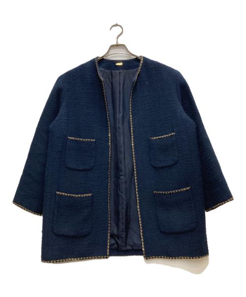 DEUXIEME CLASSE（ドゥーズィエム クラス）DEUXIEME CLASSE (ドゥーズィエム クラス) chain ツイード ジャケット ネイビー サイズ:freeの古着・服飾アイテム