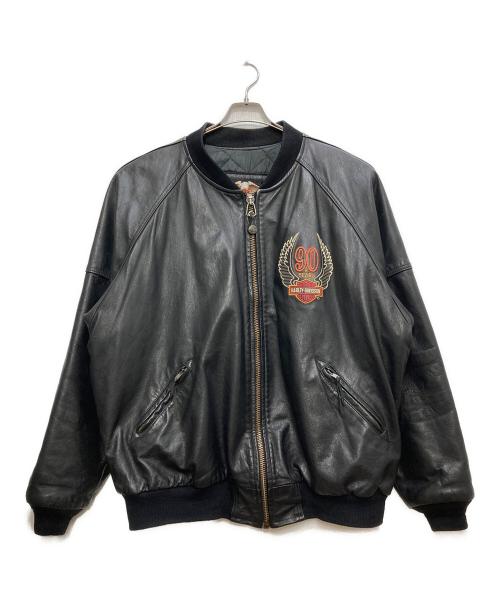HARLEY-DAVIDSON（ハーレーダビッドソン）HARLEY-DAVIDSON (ハーレーダビッドソン) ボンバーレザージャケット ブラック サイズ:ＸＸＬの古着・服飾アイテム