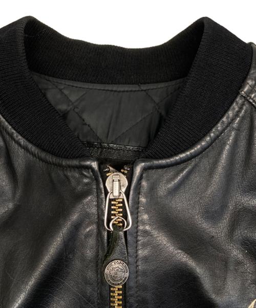 HARLEY-DAVIDSON（ハーレーダビッドソン）HARLEY-DAVIDSON (ハーレーダビッドソン) ボンバーレザージャケット ブラック サイズ:ＸＸＬの古着・服飾アイテム