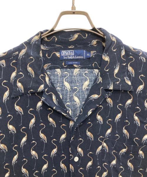 POLO RALPH LAUREN（ポロ・ラルフローレン）POLO RALPH LAUREN (ポロ・ラルフローレン) ヴィンテージ フラミンゴ柄総柄シャツ ネイビー サイズ:XLの古着・服飾アイテム