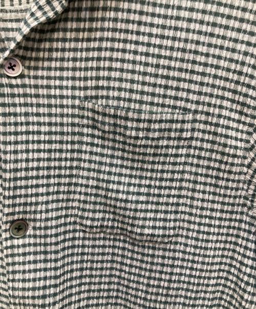 stussy（ステューシー）stussy (ステューシー) Wrinkly Gingham Shirt/リンクリィー ギンガム シャツ ホワイト×グリーン サイズ:ＸＬ　　の古着・服飾アイテム
