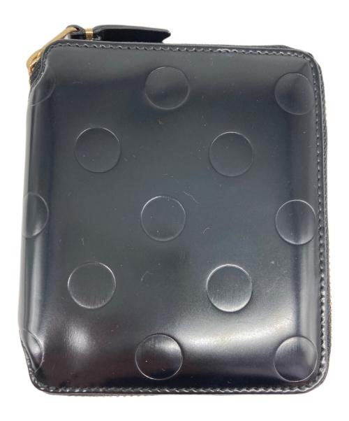 COMME des GARCONS（コムデギャルソン）COMME des GARCONS (コムデギャルソン) POLKA DOTS EMBOSSED FULL ZIP AROUND WALLET ブラックの古着・服飾アイテム