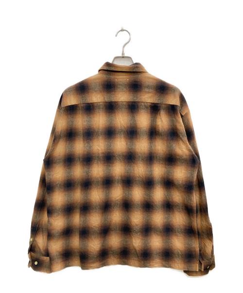 MINEDENIM（マインデニム）MINEDENIM (マインデニム) C.Flannel Ombre Open Collar SH ブラウン サイズ:3の古着・服飾アイテム