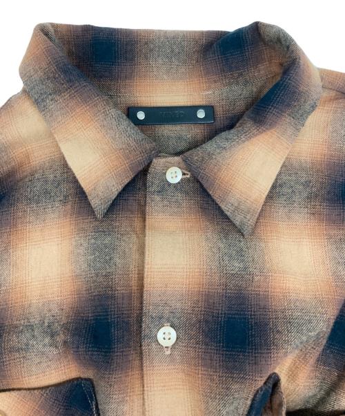 MINEDENIM（マインデニム）MINEDENIM (マインデニム) C.Flannel Ombre Open Collar SH ブラウン サイズ:3の古着・服飾アイテム