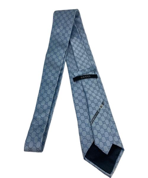 GUCCI（グッチ）GUCCI (グッチ) GG柄シルク100％ネクタイ ブルー サイズ:表記無しの古着・服飾アイテム