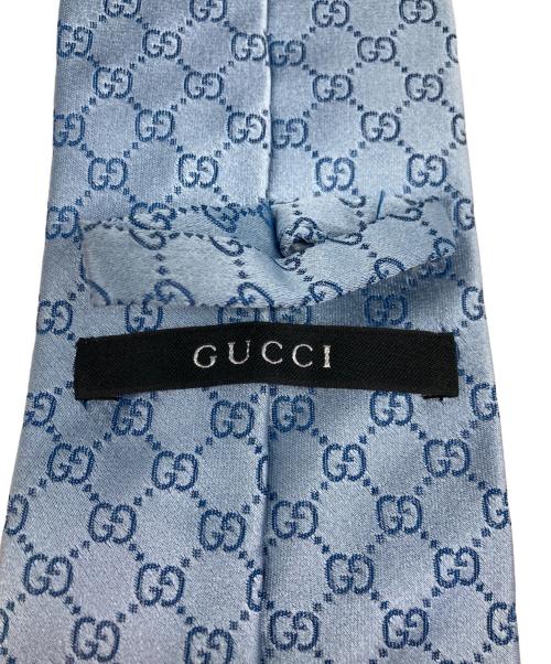 GUCCI（グッチ）GUCCI (グッチ) GG柄シルク100％ネクタイ ブルー サイズ:表記無しの古着・服飾アイテム
