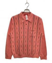 SUPREME（シュプリーム）の古着「Vertical Stripe Knit L/S Polo」｜ピンク