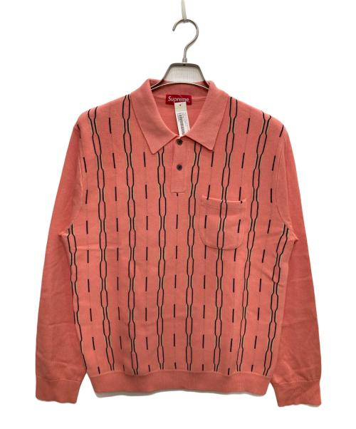 SUPREME（シュプリーム）SUPREME (シュプリーム) Vertical Stripe Knit L/S Polo ピンク サイズ:Mの古着・服飾アイテム