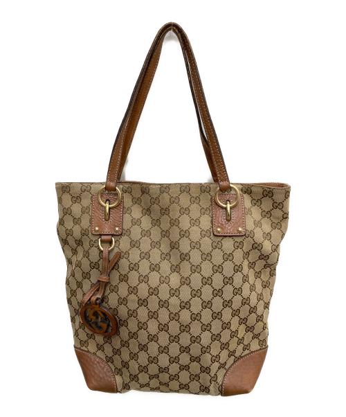 GUCCI（グッチ）GUCCI (グッチ) GGキャンバスハンドバッグ ベージュの古着・服飾アイテム