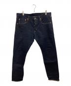 ONI DENIMオニデニム）の古着「Relax Tapered 15oz Stretch Denim Grayish Olive Topping」｜インディゴ