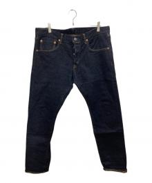 ONI DENIM（オニデニム）の古着「Relax Tapered 15oz Stretch Denim Grayish Olive Topping」｜インディゴ