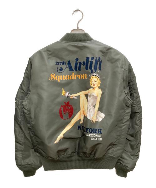 AVIREX（アヴィレックス）AVIREX (アヴィレックス) ピンナップガール MA-1 フライトジャケット グリーン サイズ:Lの古着・服飾アイテム