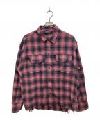 DANKE SCHONダンケ シェーン）の古着「CUTOFF CHECK SHIRTS」｜ブラウン