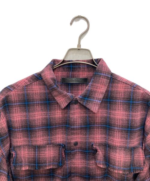 DANKE SCHON（ダンケ シェーン）DANKE SCHON (ダンケ シェーン) CUTOFF CHECK SHIRTS ブラウン サイズ:Ｌの古着・服飾アイテム