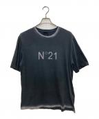 N°21ヌメロヴェントゥーノ）の古着「ヴィンテージ加工ロゴTシャツ」｜ブラック