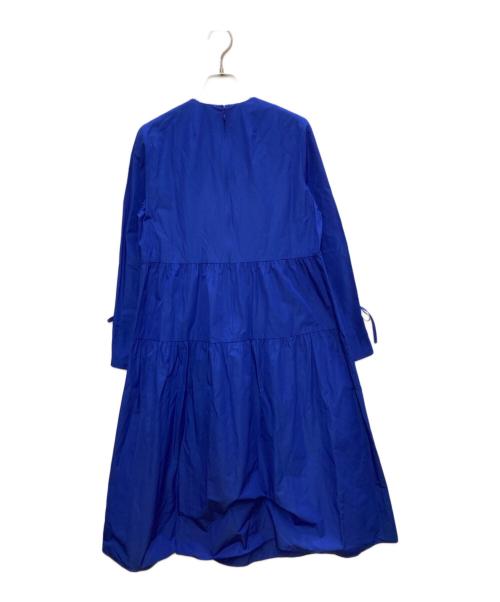 BALLSEY（ボールジィ）BALLSEY (ボールジィ) ハイカウントブロード リボンギャザーワンピース ブルー サイズ:36の古着・服飾アイテム