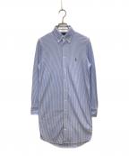 RALPH LAURENラルフローレン）の古着「KNIT OXFORD ストライプシャツワンピース」｜ブルー
