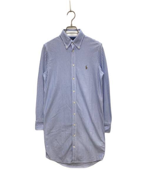 RALPH LAUREN（ラルフローレン）RALPH LAUREN (ラルフローレン) KNIT OXFORD ストライプシャツワンピース ブルー サイズ:Ｍの古着・服飾アイテム