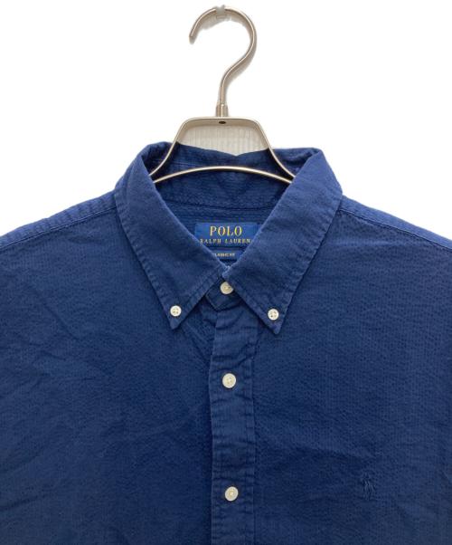 POLO RALPH LAUREN（ポロ・ラルフローレン）POLO RALPH LAUREN (ポロ・ラルフローレン) シアサッカー半袖シャツ ネイビー サイズ:XLの古着・服飾アイテム