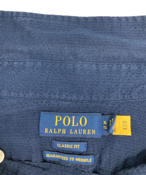 POLO RALPH LAUREN（ポロ・ラルフローレン）POLO RALPH LAUREN (ポロ・ラルフローレン) シアサッカー半袖シャツ ネイビー サイズ:XLの古着・服飾アイテム