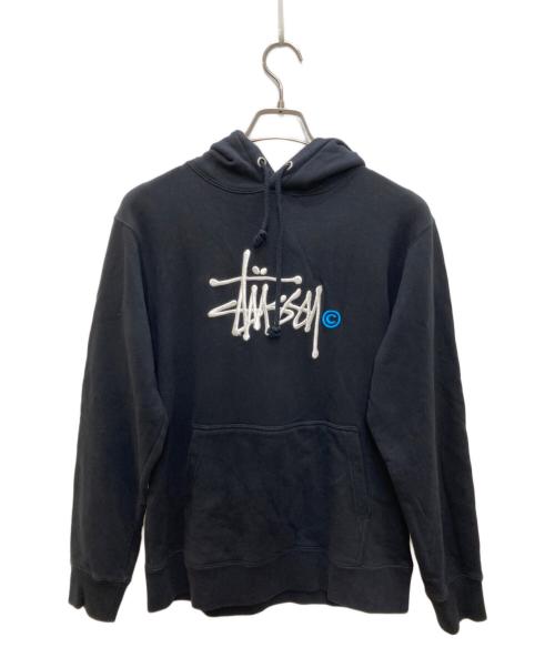 stussy（ステューシー）stussy (ステューシー) ロゴ刺繍パーカー ブラック サイズ:Mの古着・服飾アイテム