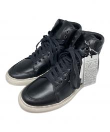 BURBERRY BLACK LABEL（バーバリーブラックレーベル）の古着「ハイカットレザースニーカー」｜ブラック