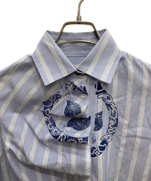 Vivienne Westwood RED LABEL（ヴィヴィアンウエストウッドレッドレーベル）Vivienne Westwood RED LABEL (ヴィヴィアンウエストウッドレッドレーベル) フリルプリントシャツ ブルー サイズ:3の古着・服飾アイテム