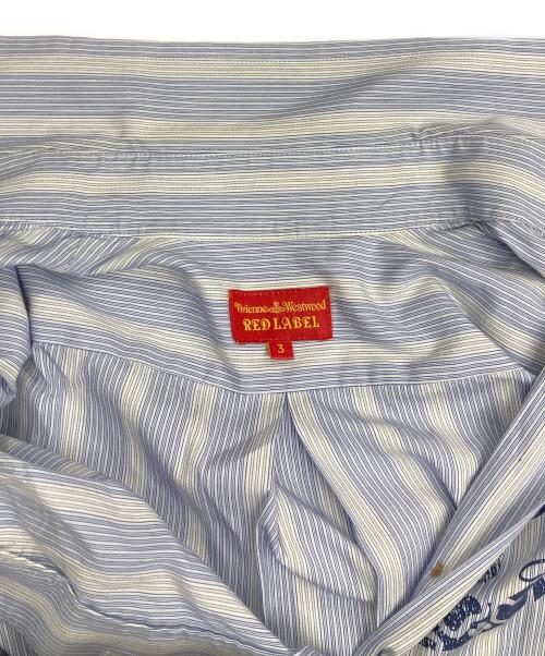 Vivienne Westwood RED LABEL（ヴィヴィアンウエストウッドレッドレーベル）Vivienne Westwood RED LABEL (ヴィヴィアンウエストウッドレッドレーベル) フリルプリントシャツ ブルー サイズ:3の古着・服飾アイテム