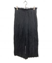 MM6 Maison Margiela（エムエムシックスメゾンマルジェラ）の古着「切りっぱなし プリーツパンツ」｜ブラック