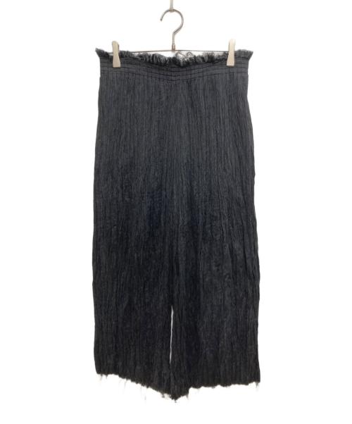 MM6 Maison Margiela（エムエムシックスメゾンマルジェラ）MM6 Maison Margiela (エムエムシックスメゾンマルジェラ) 切りっぱなし プリーツパンツ ブラック サイズ:40の古着・服飾アイテム