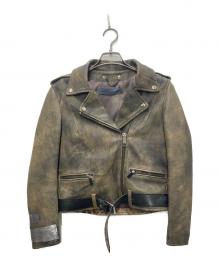 GOLDEN GOOSE（ゴールデングース）の古着「ヴィンテージ加工ダブルライダースジャケット」｜ベージュ