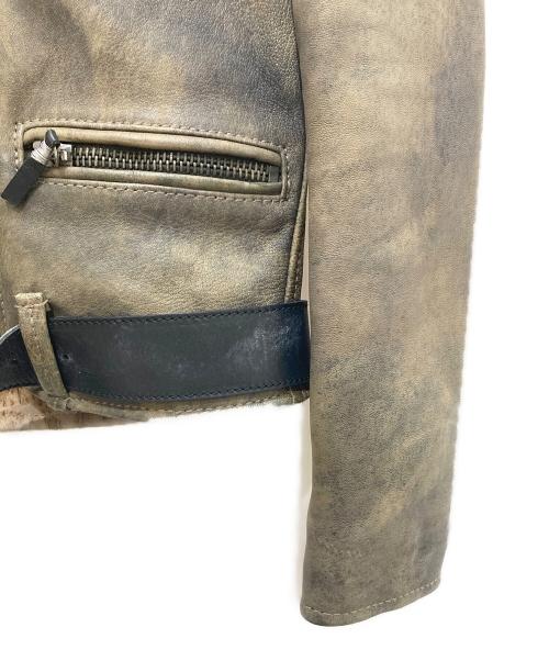 GOLDEN GOOSE（ゴールデングース）GOLDEN GOOSE (ゴールデングース) ヴィンテージ加工ダブルライダースジャケット ベージュ サイズ:ＸＳの古着・服飾アイテム