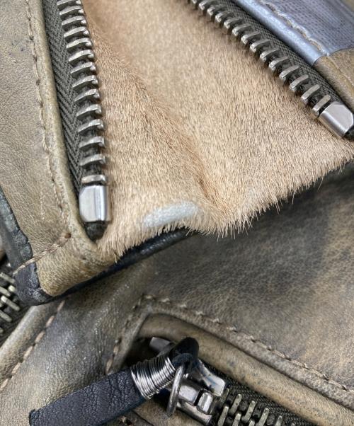 GOLDEN GOOSE（ゴールデングース）GOLDEN GOOSE (ゴールデングース) ヴィンテージ加工ダブルライダースジャケット ベージュ サイズ:ＸＳの古着・服飾アイテム