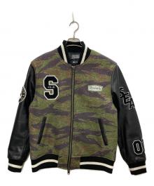 Hysteric Glamour×WIND AND SEA（ヒステリックグラマー×ウィンダンシー）の古着「Varsity Jacket/バーシティジャケット」｜オリーブ×ブラック