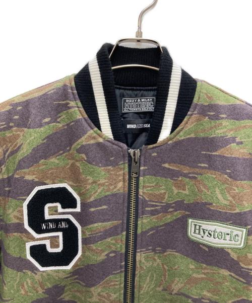 Hysteric Glamour（ヒステリックグラマー）Hysteric Glamour (ヒステリックグラマー) WIND AND SEA (ウィンダンシー) Varsity Jacket/バーシティジャケット オリーブ×ブラック サイズ:Ｌの古着・服飾アイテム
