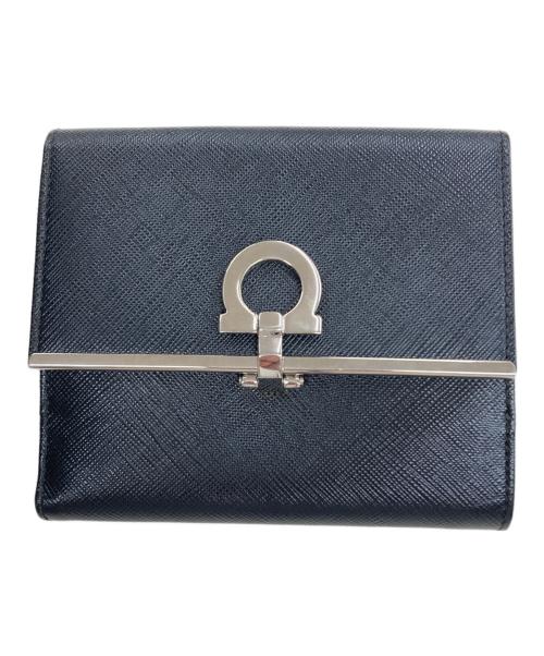 Salvatore Ferragamo（サルヴァトーレ フェラガモ）Salvatore Ferragamo (サルヴァトーレ フェラガモ) ガンチーニ2つ折り財布 ブラックの古着・服飾アイテム
