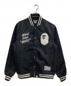A BATHING APE×Majesticアベイシングエイプ×マジェスティック）の古着「MAJESTIC SATIN VARSITY JACKET」｜ブラック